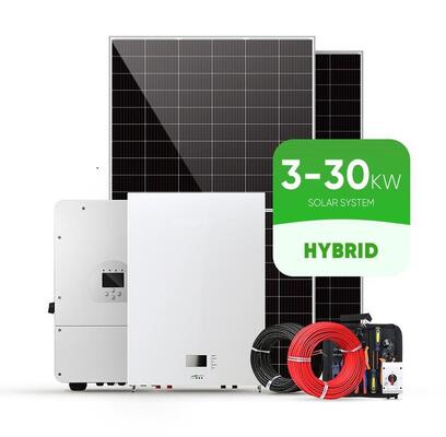 Système complet d'énergie solaire hybride de phase 3 3 kW -30 kW Système d'alimentation par panneau solaire hybride hors réseau