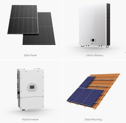 Système complet d'énergie solaire hybride de phase 3 3 kW -30 kW Système d'alimentation par panneau solaire hybride hors réseau