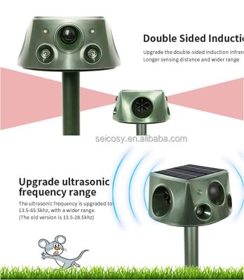 Répulsif solaire à ultrasons pour animaux de course de cerf pour la cour 6 modes répulsif avec capteur de mouvement et lumière clignotante
