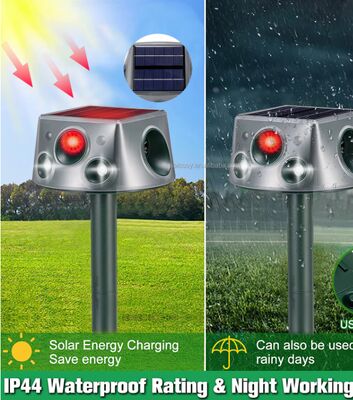 Répulsif solaire à ultrasons pour animaux de course de cerf pour la cour 6 modes répulsif avec capteur de mouvement et lumière clignotante