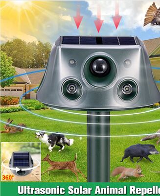 Répulsif solaire à ultrasons pour animaux de course de cerf pour la cour 6 modes répulsif avec capteur de mouvement et lumière clignotante