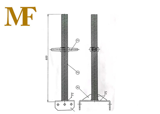 Longueur de Jack Base 600mm de tête de la Corée 42.7mm U d'échafaudage