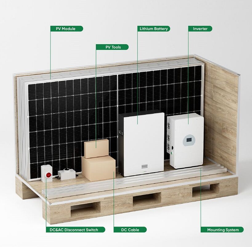 Système complet d'énergie solaire hybride de phase 3 3 kW -30 kW Système d'alimentation par panneau solaire hybride hors réseau