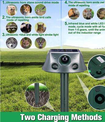 Répulsif solaire à ultrasons pour animaux de course de cerf pour la cour 6 modes répulsif avec capteur de mouvement et lumière clignotante